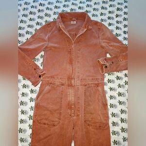 Faherty Overland Twill Jumpsuit size small Henna